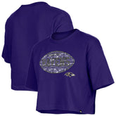 Baltimore Ravens New Era Girl's Flip Sequin Boxy T-Shirt - Purple - NFL
