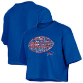 Buffalo Bills New Era Girl's Flip Sequin Boxy T-Shirt - Royal - NFL