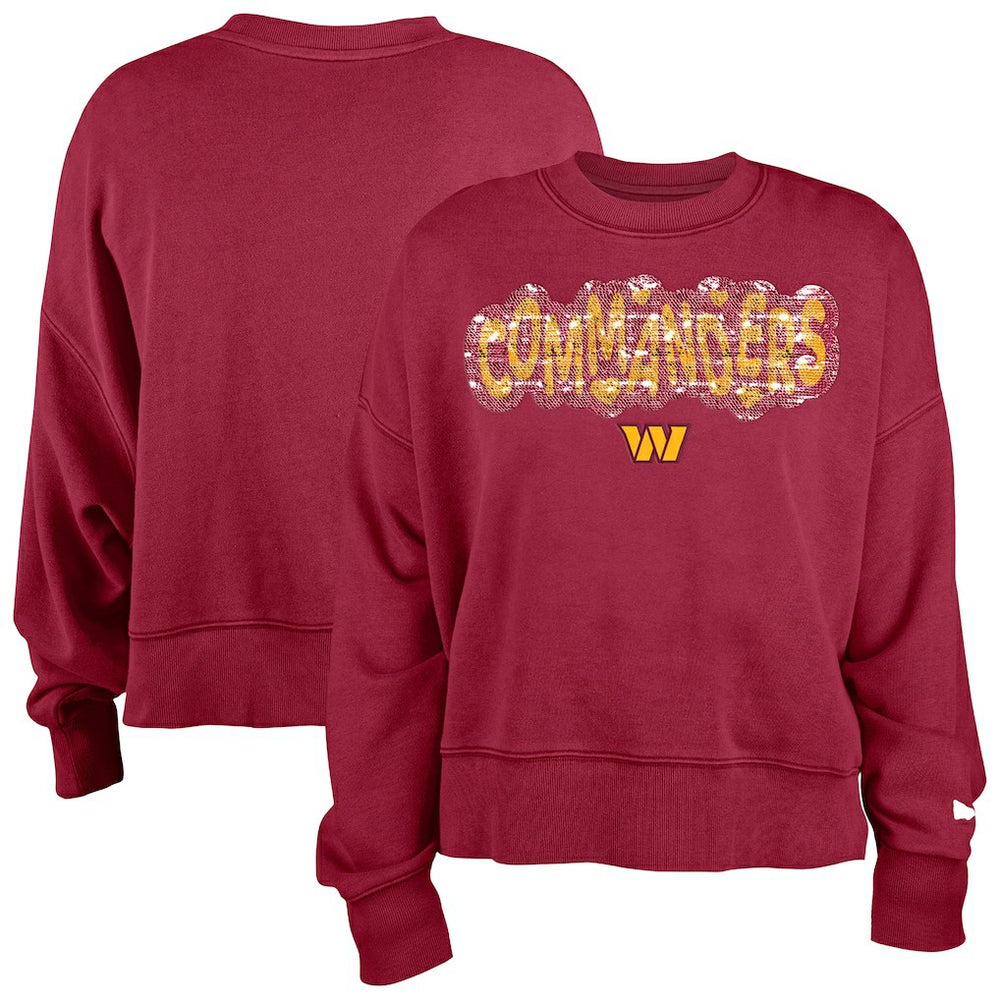 Washington Commanders New Era Girl's Flip Sequin Sweatshirt - Burgundy - NFL