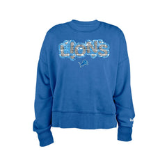 Detroit Lions New Era Girl's Flip Sequin Sweatshirt - Blue - NFL