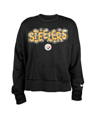 Pittsburgh Steelers New Era Girl's Flip Sequin Sweatshirt - Black - NFL