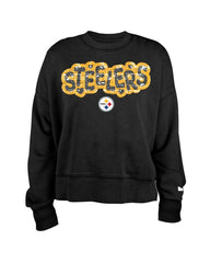Pittsburgh Steelers New Era Girl's Flip Sequin Sweatshirt - Black - NFL