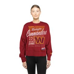 Washington Commanders New Era Women's Oversized Throwback Mineral Wash Crew Neck Sweatshirt - Black - NFL