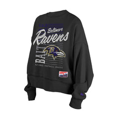 Baltimore Ravens New Era Women's Oversized Throwback Mineral Wash Crew Neck Sweatshirt - Black - NFL