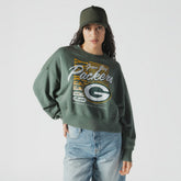 Green Bay Packers New Era Women's Oversized Throwback Mineral Wash Crew Neck Sweatshirt - Green - NFL