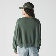 Green Bay Packers New Era Women's Oversized Throwback Mineral Wash Crew Neck Sweatshirt - Green - NFL