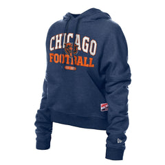 Chicago Bears New Era Women's Throwback Boxy Hoodie Sweatshirt - Navy - NFL