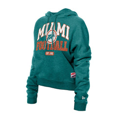 Miami Dolphins New Era Women's Throwback Boxy Hoodie Sweatshirt - Aqua - NFL