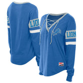 Detroit Lions New Era Women's Throwback Lace-Up Long-Sleeve T-Shirt - Blue - NFL