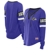 Baltimore Ravens New Era Women's Throwback Lace-Up Long-Sleeve T-Shirt - Purple - NFL
