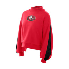 San Francisco 49ers New Era Women's Sport Night Mock Neck Balloon Sleeve Pullover Sweatshirt - Scarlet - NFL
