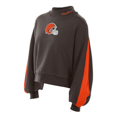 Cleveland Browns New Era Women's Sport Night Mock Neck Balloon Sleeve Pullover Sweatshirt - Brown - NFL