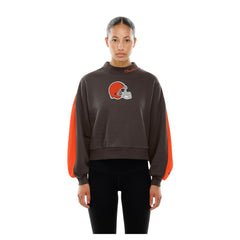 Cleveland Browns New Era Women's Sport Night Mock Neck Balloon Sleeve Pullover Sweatshirt - Brown - NFL