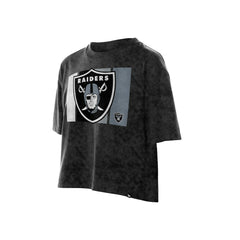 Las Vegas Raiders New Era Women's Boxy Cropped Sport Night Mineral Wash T-Shirt - Black - NFL