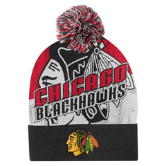 Chicago Blackhawks Outerstuff Youth New Edge Cuffed Knit Hat with Pom - Red | NHL discount