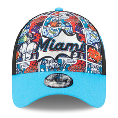 Miami Marlins New Era Youth 2025 MLB Diamond Hero Edition A-Frame 9FORTY Adjustable Hat Discount
