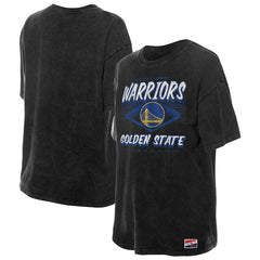 New Era Golden State Warriors Women's Throwback Mineral Wash Oversized T-Shirt Black