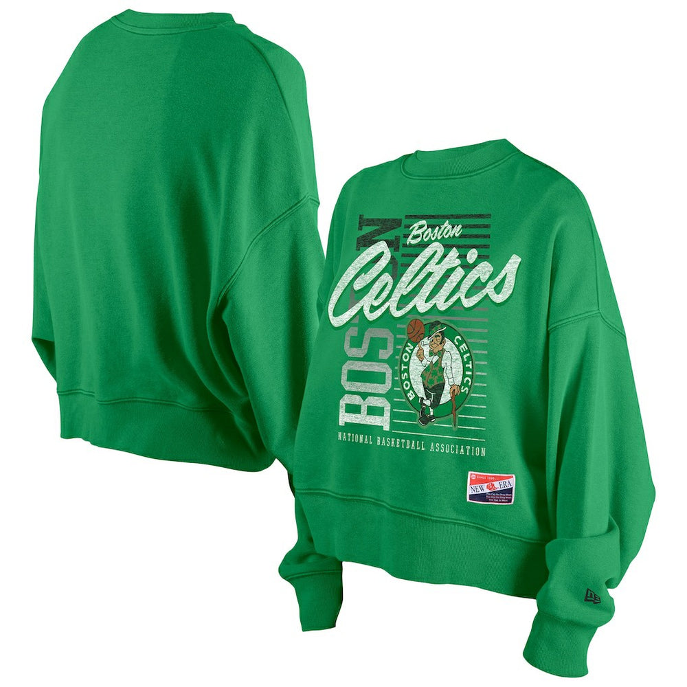 New Era Boston Celtics Women's Boxy Throwback Mineral Wash Sweatshirt Kelly Green
