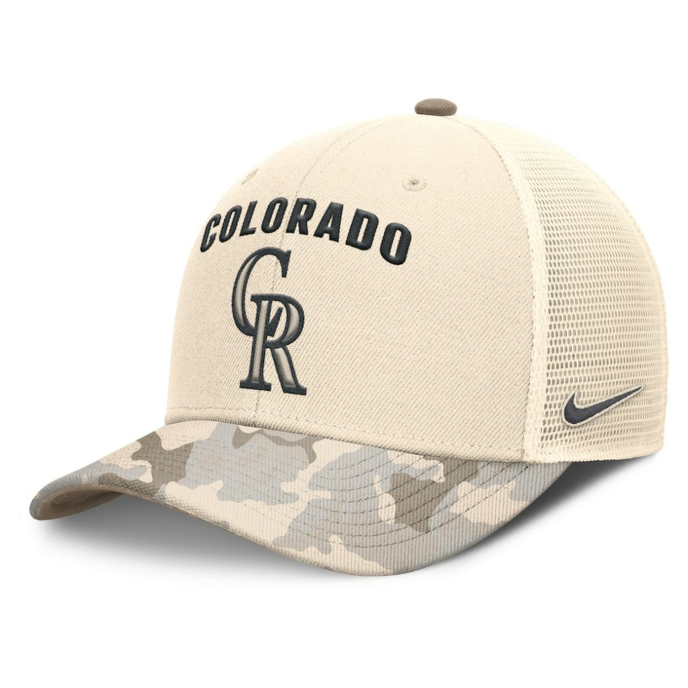 Colorado Rockies Nike Camo Natural Pack Rise Adjustable Trucker Hat Near Me
