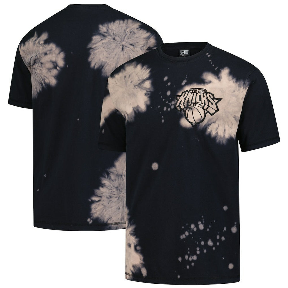 New Era New York Knicks Injection Bleached Out Raw Edge Oversized T-Shirt Black