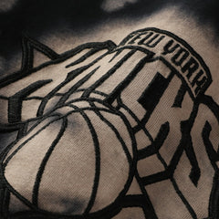 New Era New York Knicks Injection Bleached Out Raw Edge Oversized T-Shirt Black