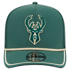New Era Milwaukee Bucks Vintage Team Rope A-Frame 9FIFTY Snapback Hat Hunter Green