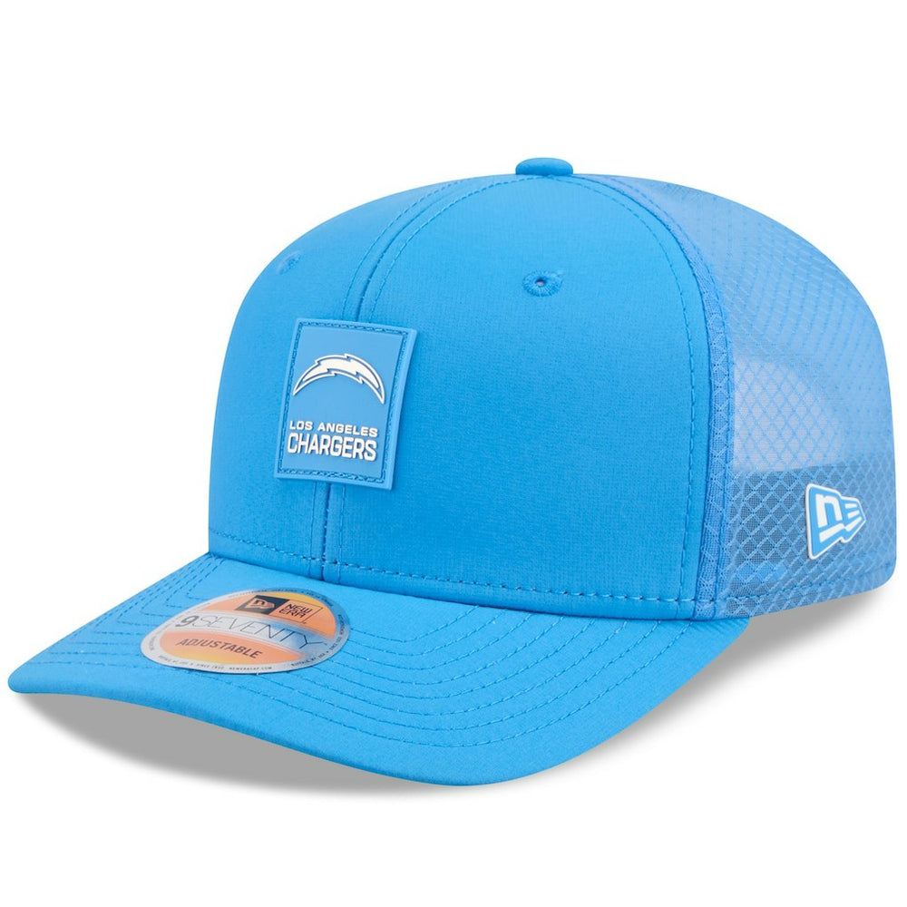 Los Angeles Chargers New Era 2025 Sideline 9SEVENTY Trucker Adjustable Hat - Powder Blue - NFL