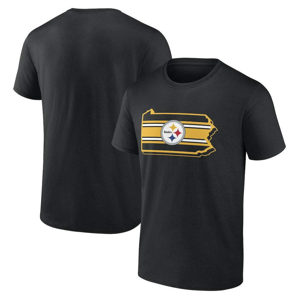Pittsburgh Steelers State Outline T-Shirt - Black - NFL