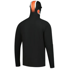 Cleveland Browns New Era Functional Fandom Balaclava Helmet Stripe Tri-Blend Hoodie - Black - NFL