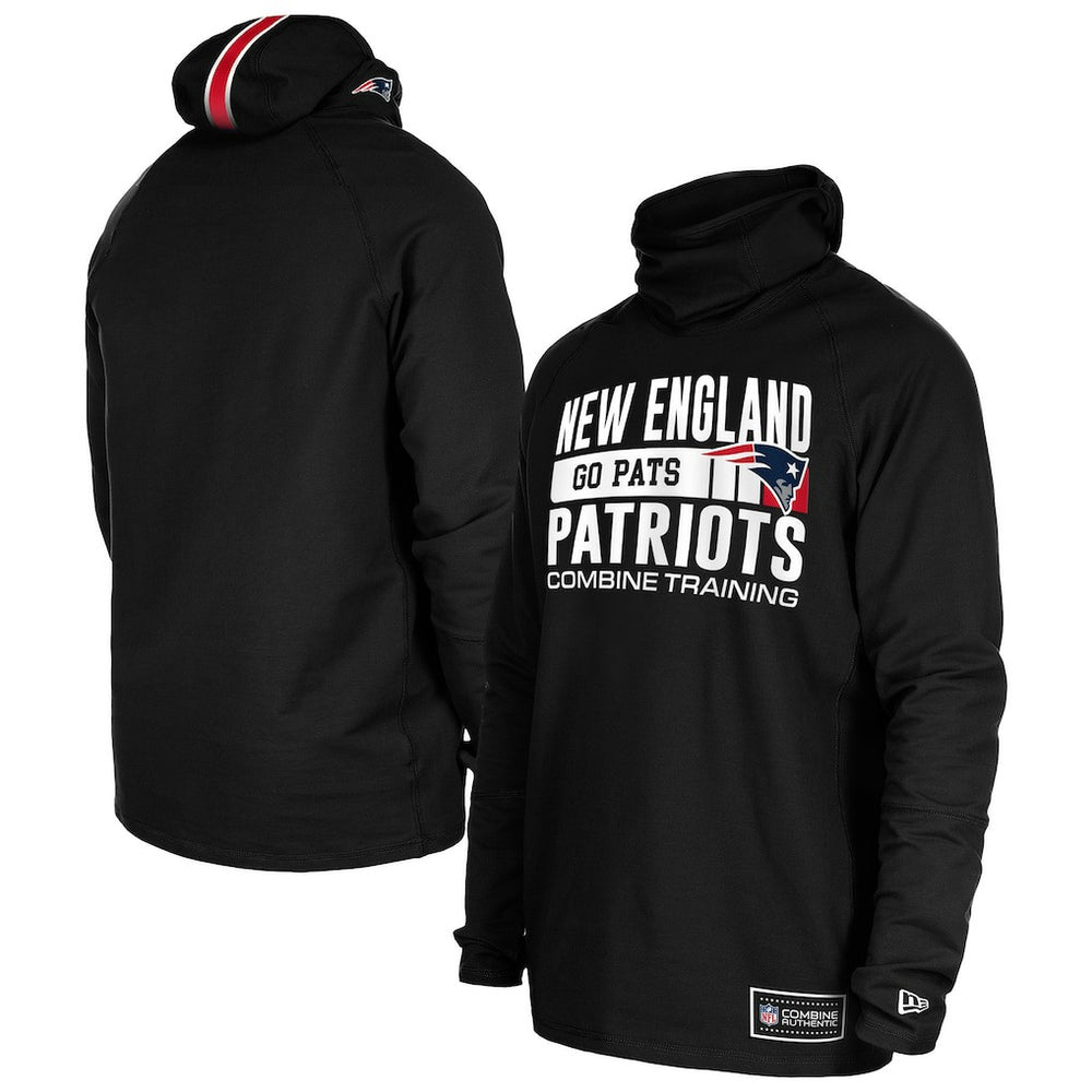 New England Patriots New Era Functional Fandom Balaclava Helmet Stripe Tri-Blend Hoodie - Black - NFL