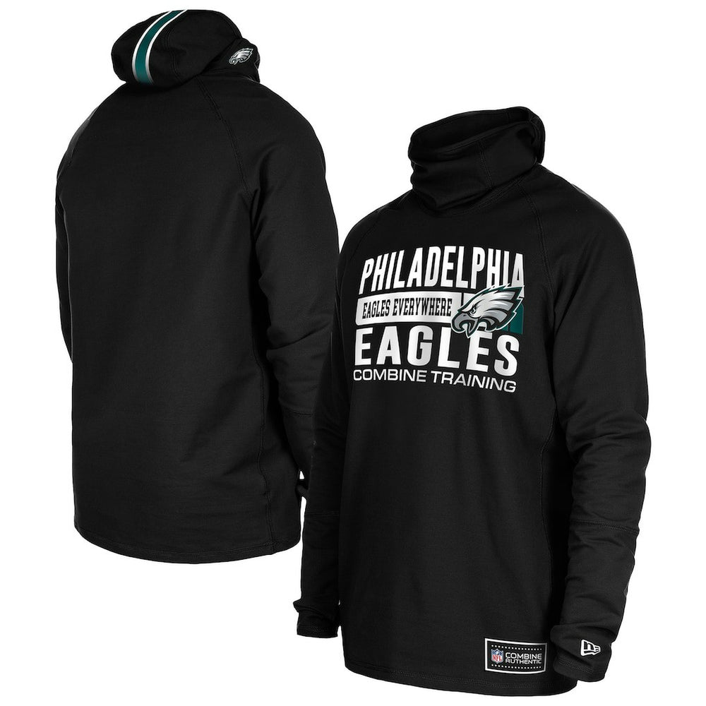 Philadelphia Eagles New Era Functional Fandom Balaclava Helmet Stripe Tri-Blend Hoodie - Black - NFL