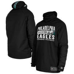Philadelphia Eagles New Era Functional Fandom Balaclava Helmet Stripe Tri-Blend Hoodie - Black - NFL