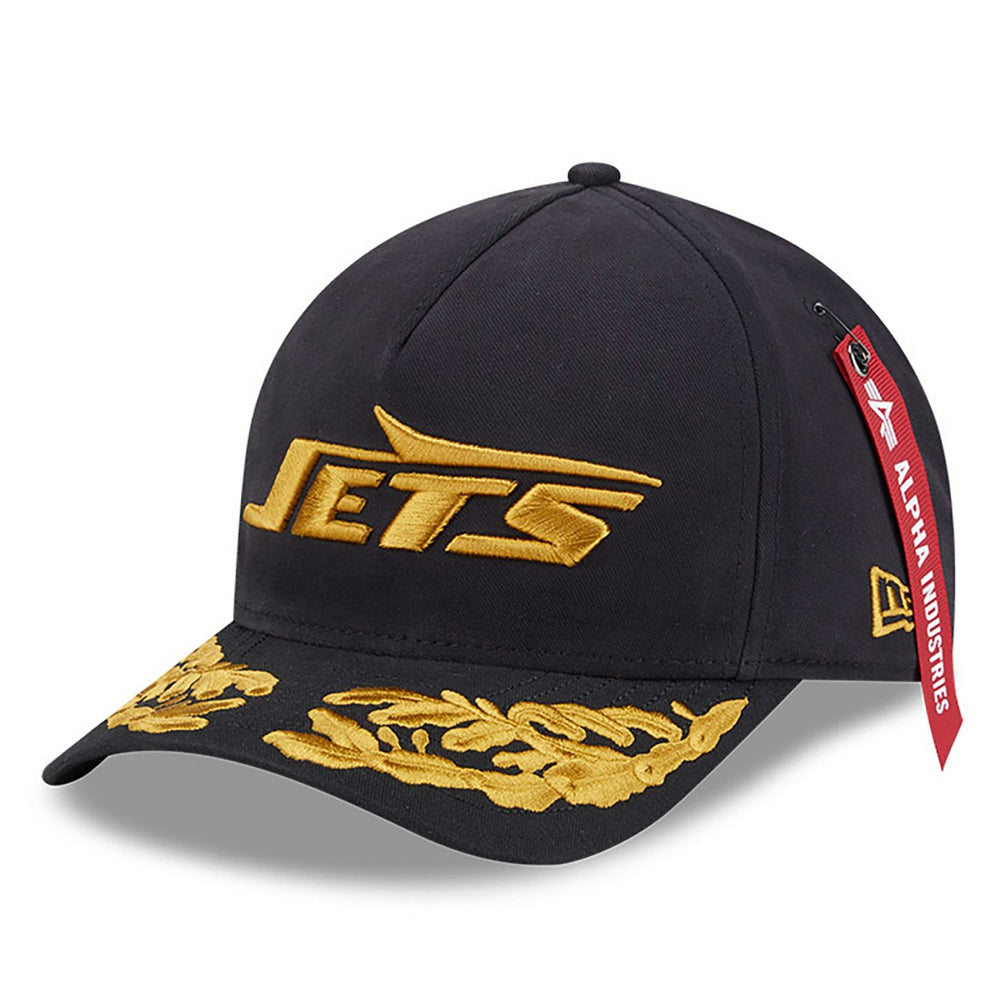 New York Jets New Era x Alpha Industries A-Frame 9FORTY Adjustable Hat - Black - NFL