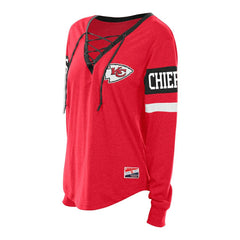Kansas City Chiefs New Era Women's Plus Size Throwback Lace-Up Long Sleeve T-Shirt - Red - NFL