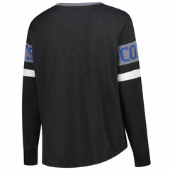 Indianapolis Colts New Era Women's Plus Size Throwback Lace-Up Long Sleeve T-Shirt - Black - NFL