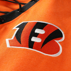 Cincinnati Bengals New Era Women's Plus Size Throwback Lace-Up Long Sleeve T-Shirt - Orange - NFL