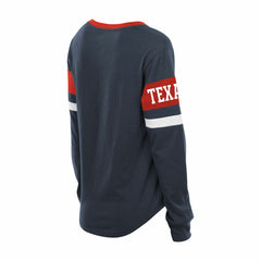 Houston Texans New Era Women's Plus Size Throwback Lace-Up Long Sleeve T-Shirt - Navy - NFL