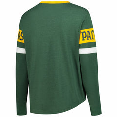 Green Bay Packers New Era Women's Plus Size Throwback Lace-Up Long Sleeve T-Shirt - Green - NFL