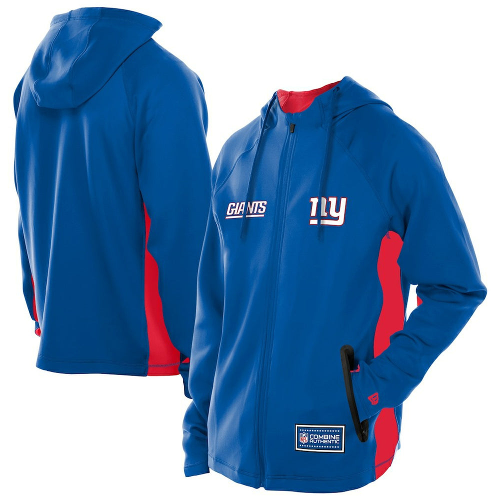 New York Giants New Era Combine Authentic Raglan Scuba Full-Zip Hoodie - Royal - NFL