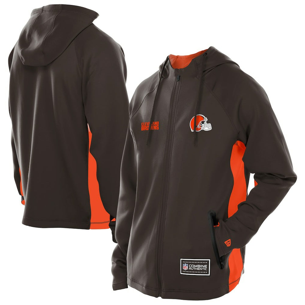 Cleveland Browns New Era Combine Authentic Raglan Scuba Full-Zip Hoodie - Brown - NFL