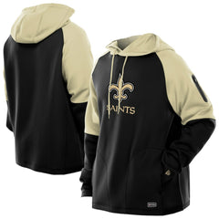 New Orleans Saints New Era Combine Authentic Color Block Raglan Pullover Hoodie - Black - NFL