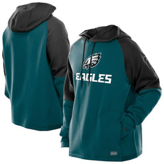 Philadelphia Eagles New Era Combine Authentic Color Block Raglan Pullover Hoodie - Midnight Green - NFL