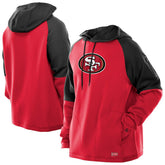 San Francisco 49ers New Era Combine Authentic Color Block Raglan Pullover Hoodie - Scarlet - NFL