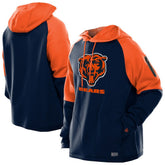Chicago Bears New Era Combine Authentic Color Block Raglan Pullover Hoodie - Navy - NFL