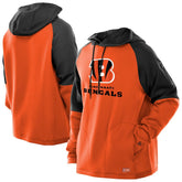 Cincinnati Bengals New Era Combine Authentic Color Block Raglan Pullover Hoodie - Orange - NFL