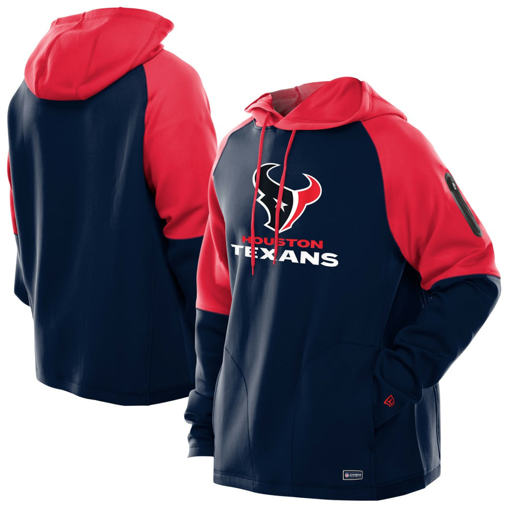 Houston Texans New Era Combine Authentic Color Block Raglan Pullover Hoodie - Navy - NFL