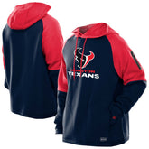 Houston Texans New Era Combine Authentic Color Block Raglan Pullover Hoodie - Navy - NFL