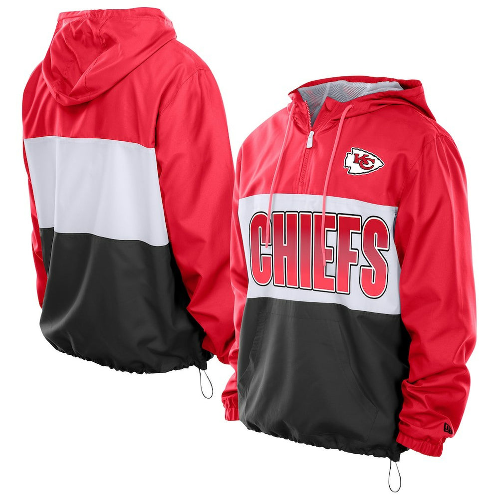 Kansas City Chiefs New Era Ripstop Quarter-Zip Hooded Windbreaker - Red - NFL