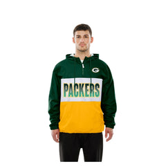 Green Bay Packers New Era Ripstop Quarter-Zip Hooded Windbreaker - Green - NFL