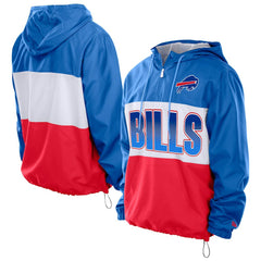 Buffalo Bills New Era Ripstop Quarter-Zip Hooded Windbreaker - Royal - NFL